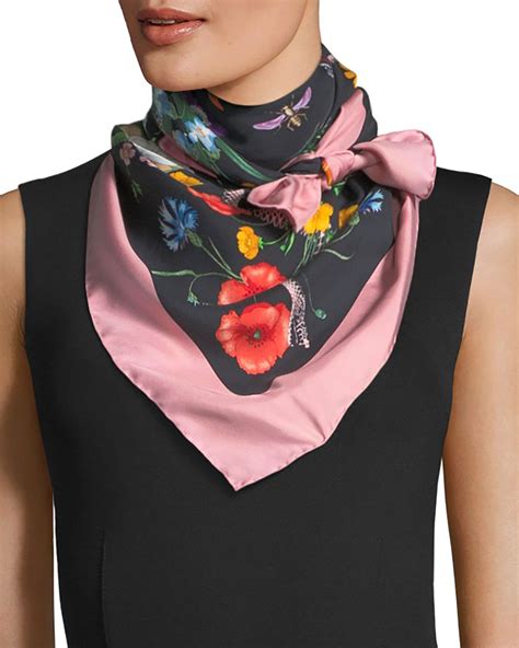 gucci floral print with crystals|gucci flower print scarf.